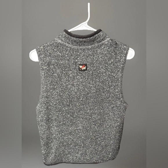 Woolrich Womens Small Charcoal Heather Fleece Vest Bird Cardinal Embroidered Zip - Picture 5 of 7